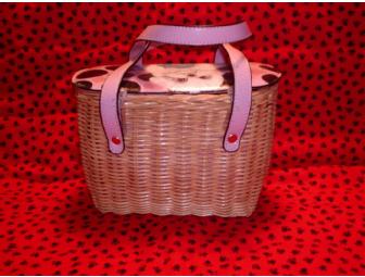 Ladies wicker hand painted Bichon purse