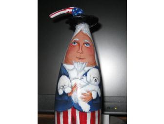 Bichons and Uncle Sam Painted Gourd