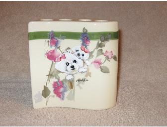 Bichon Hand Painted Toothbrush or Pen Holder