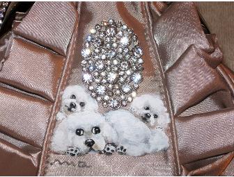Bichon Hand Painted Evening Bag with Glitz
