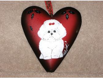Bichon Hand Painted Heart Shape Ornament