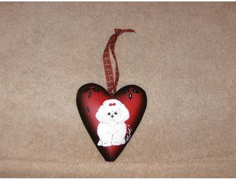 Bichon Hand Painted Heart Shape Ornament