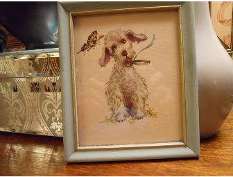 Vintage White Fluffy Dog Print