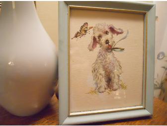Vintage White Fluffy Dog Print