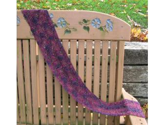 Handknit purple wool scarf