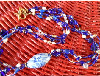 Cobalt Porcelain Dragon Necklace