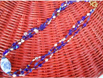 Cobalt Porcelain Dragon Necklace