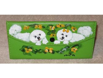 Bichon Hand Painted  Wallet - Green