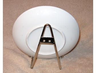 Bichon Snowmen Caroling Plate and Display Stand