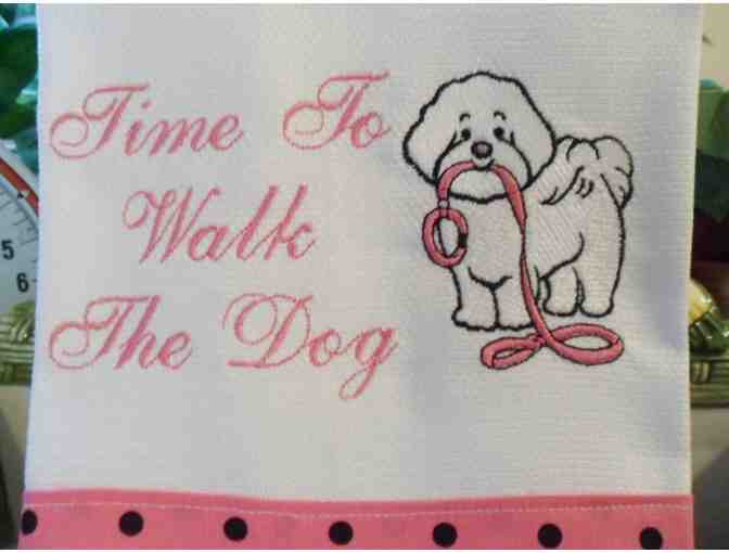 Embroidered Bichon Kitchen Towel
