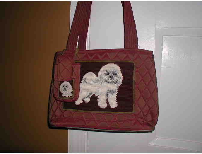Quilted Tote with Embroidered Bichon Frise