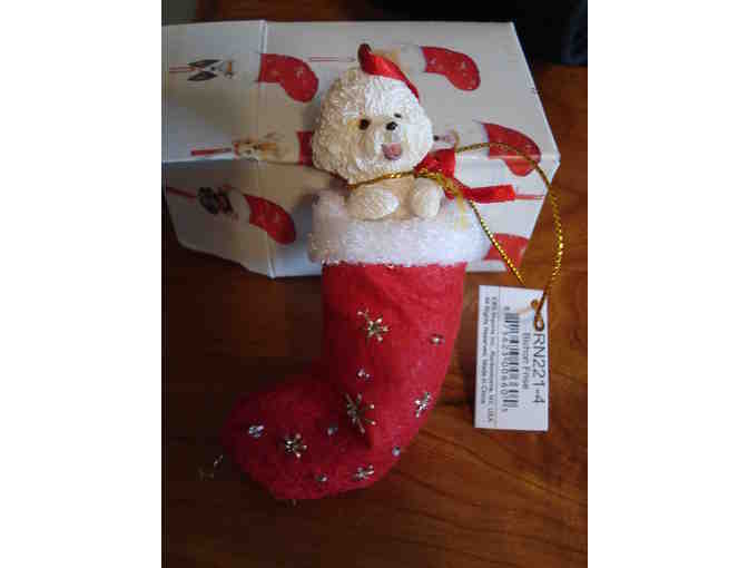 Bichon In A Stocking Ornament