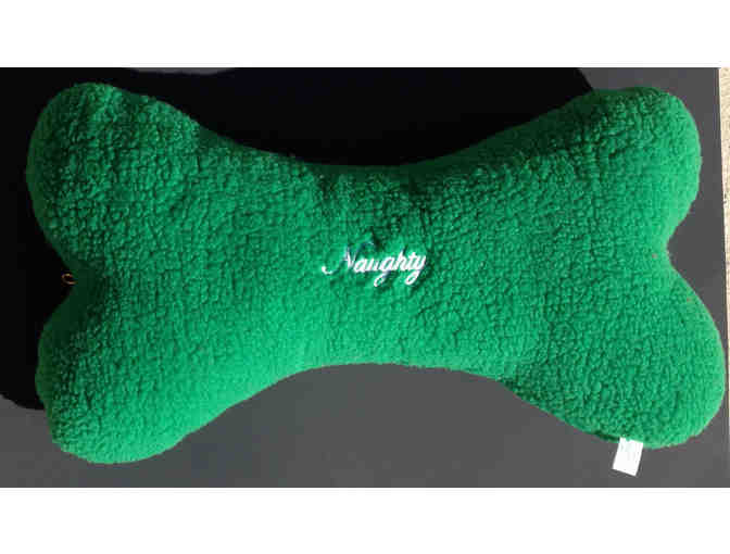 Large Green Naughty & Nice Dog Bone Play Toy