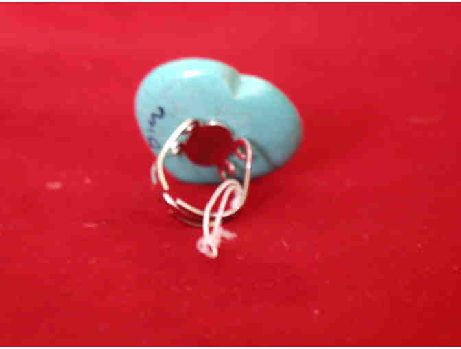 Handpainted Bichon on turquoise ring