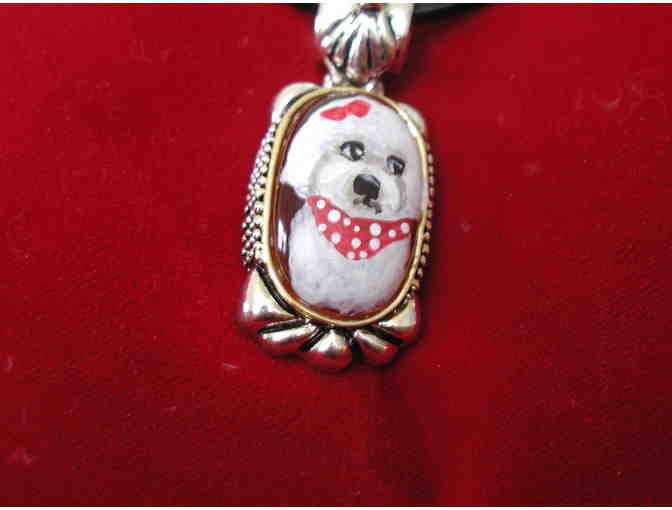 Handpainted Bichon on pendant with cord