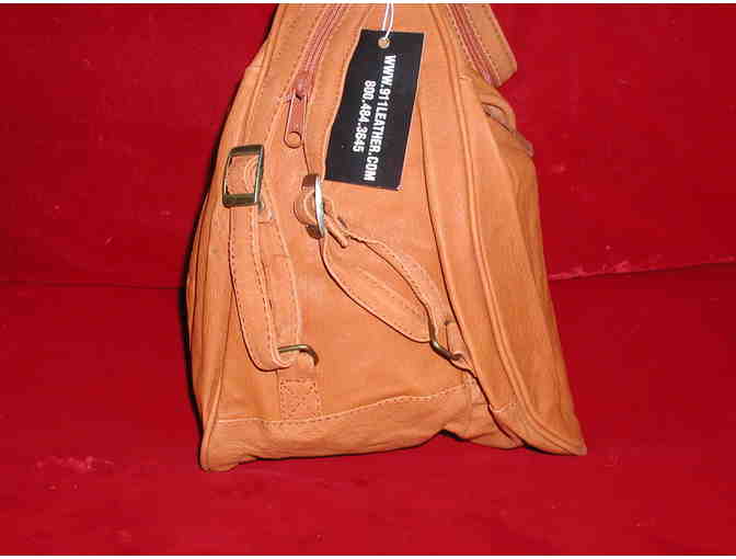 Handpainted Bichon leather adjustable backpack.