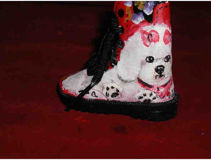 Handpainted Bichon on a red boot keyring