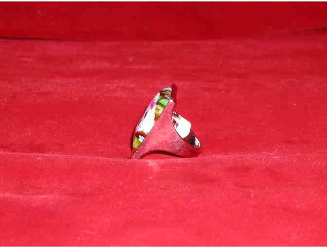 Handpainted Bichon ring - Multi - Size 7 3/4 - 8