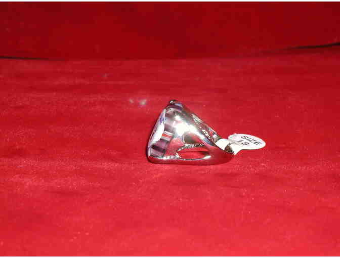 Handpainted Bichon ring - Purple - Size 7 3/4 - 8