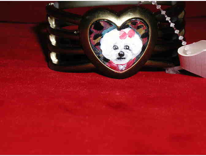Handpainted Bichon Heart Bangle