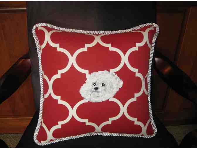 Pillow w/ Bichon Cross Stitch