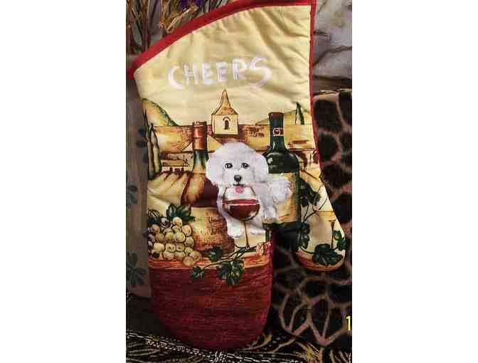 Hand Painted Cheers Bichon Mitten