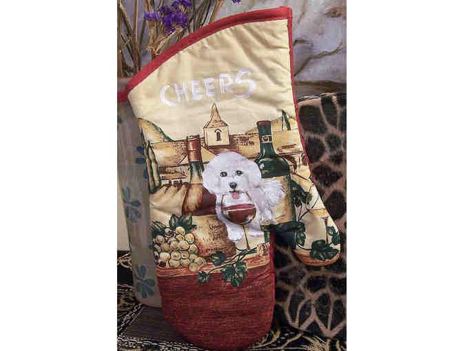 Hand Painted Cheers Bichon Mitten