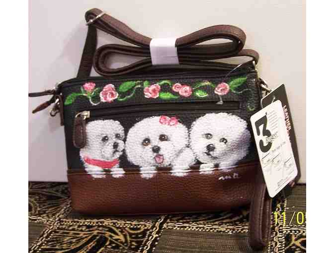 New Bichon Hand Painted Stone Mountain Leather Bag
