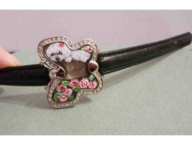 Hand painted Bichon waterproof leather watch