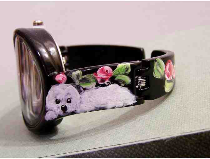 Hand painted Bichon Frise on Narmi watch