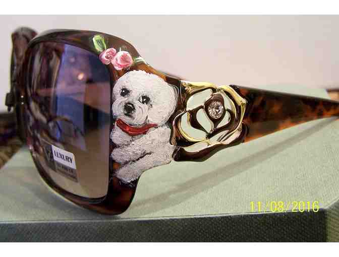 hand painted Bichon Frise on VG sunglasses