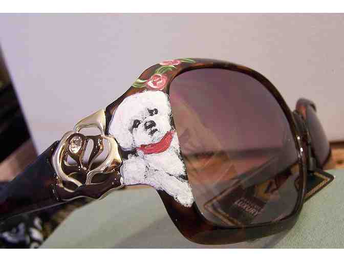 hand painted Bichon Frise on VG sunglasses