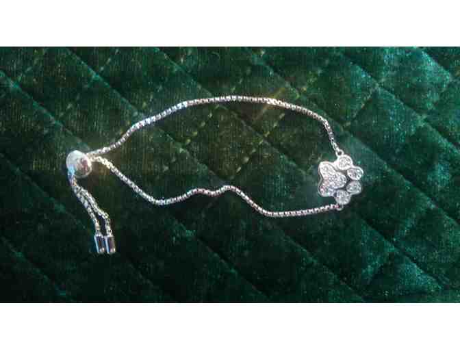 Paw Print Adjustable Bracelet in Sterling, Cubic Z