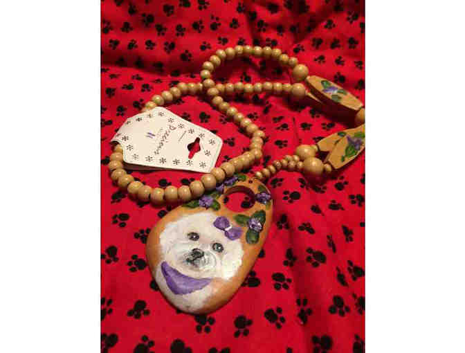 Wooden Bead Bichon Necklace