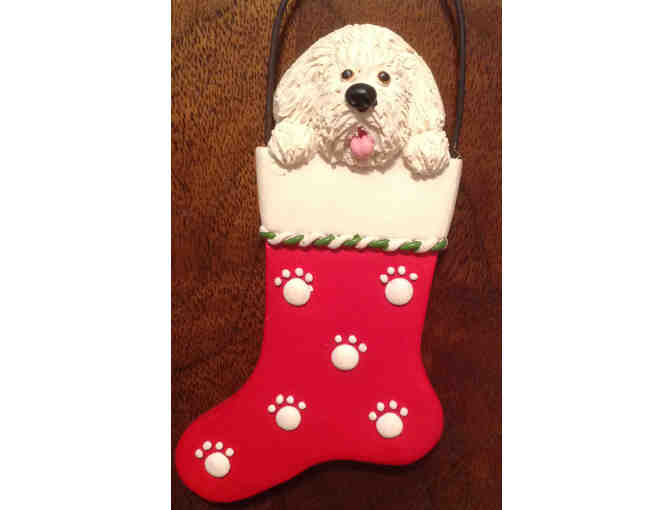 Bichon in a stocking ornament