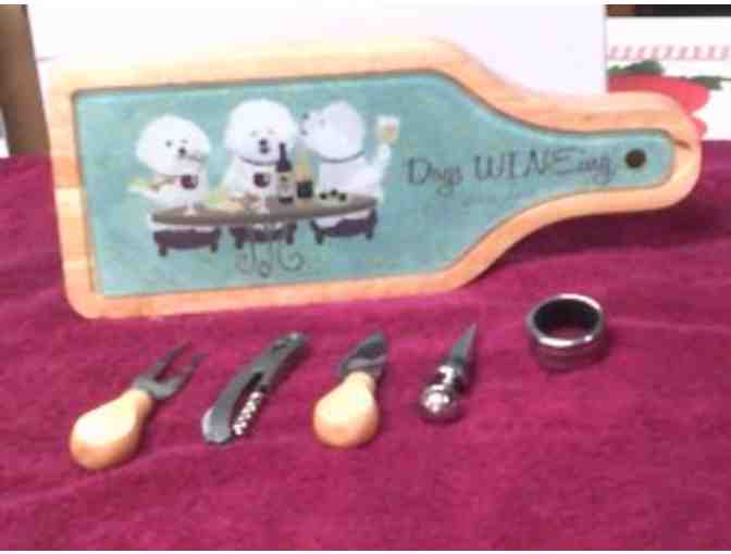 Dogs WINEing cheese/wine board