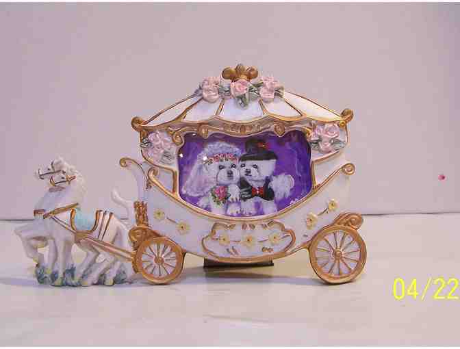 hand painted Bichon bride and groom