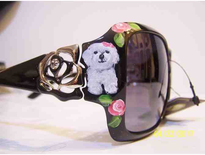 hand painted Bichon designer sunglasses