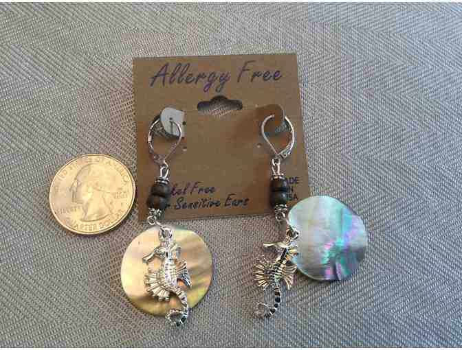 Allergy free seahorse pierced earrings