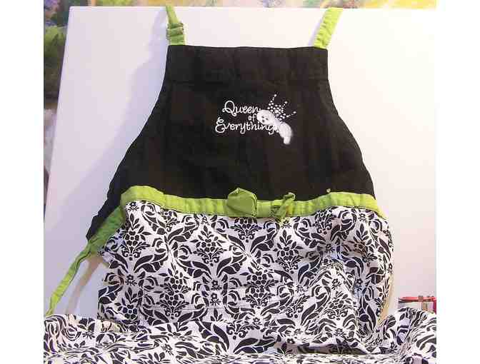 handpainted embroidered studded Bichon Apron
