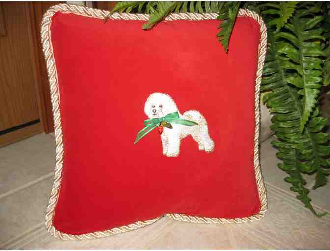 Bichon Pillow - Christmas Red