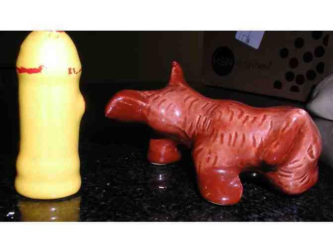 Vintage dog and hydrant salt & pepper shakers