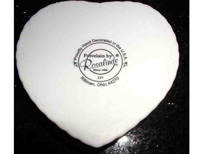 Porcelain Heart jewelry box with vintage Bichon