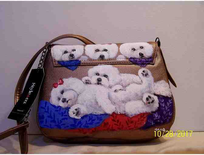 Hand painted small Bichon shoulderbag - New!!!