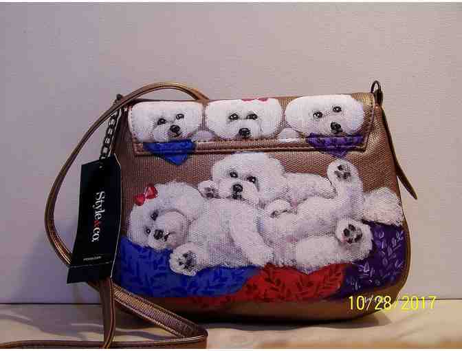 Hand painted small Bichon shoulderbag - New!!!