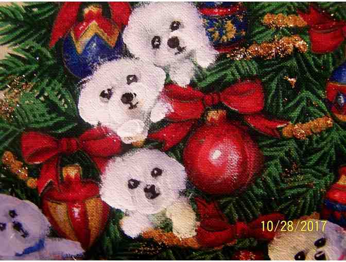 Hand painted Bichons Christmas Pillow