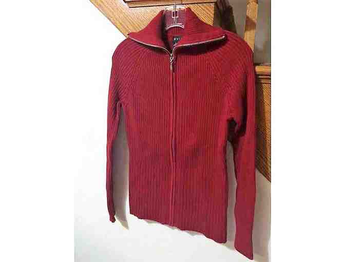 Ladies Red Full Zip Sweater