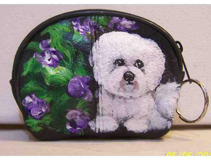 Bichon Hand Painted Leather Coin Purse