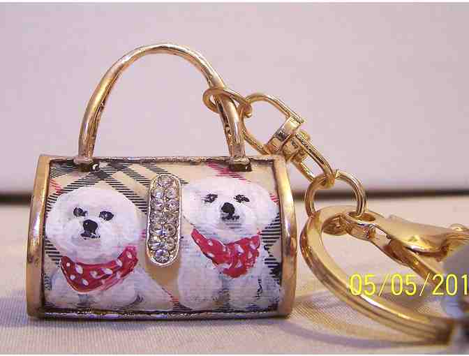 Bichon Hand painted handbag charm KR