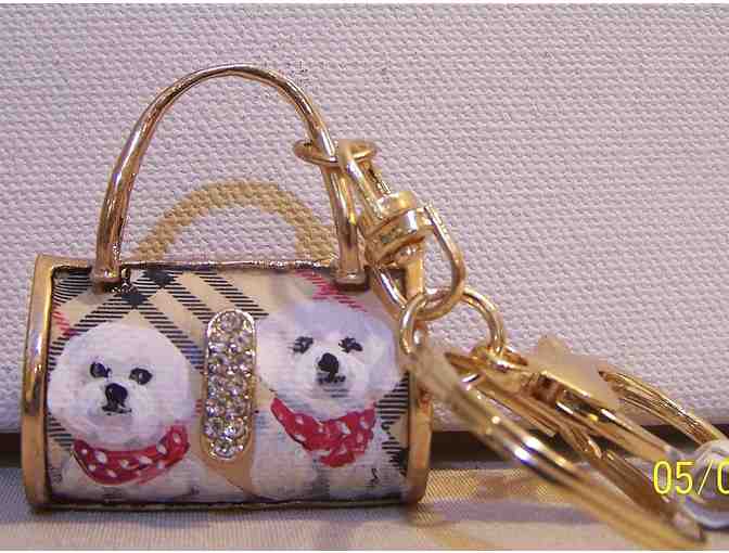 Bichon Hand painted handbag charm KR